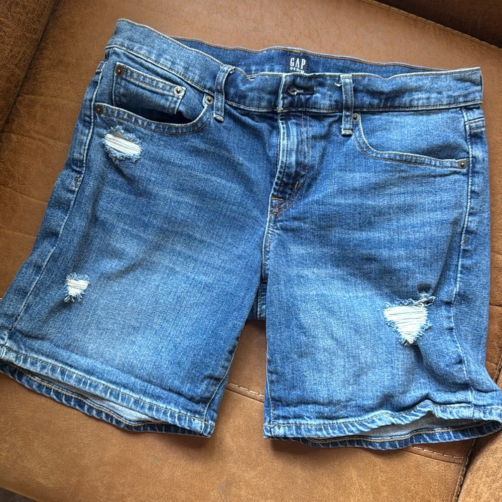GAP Blue Jean Shorts Distressed